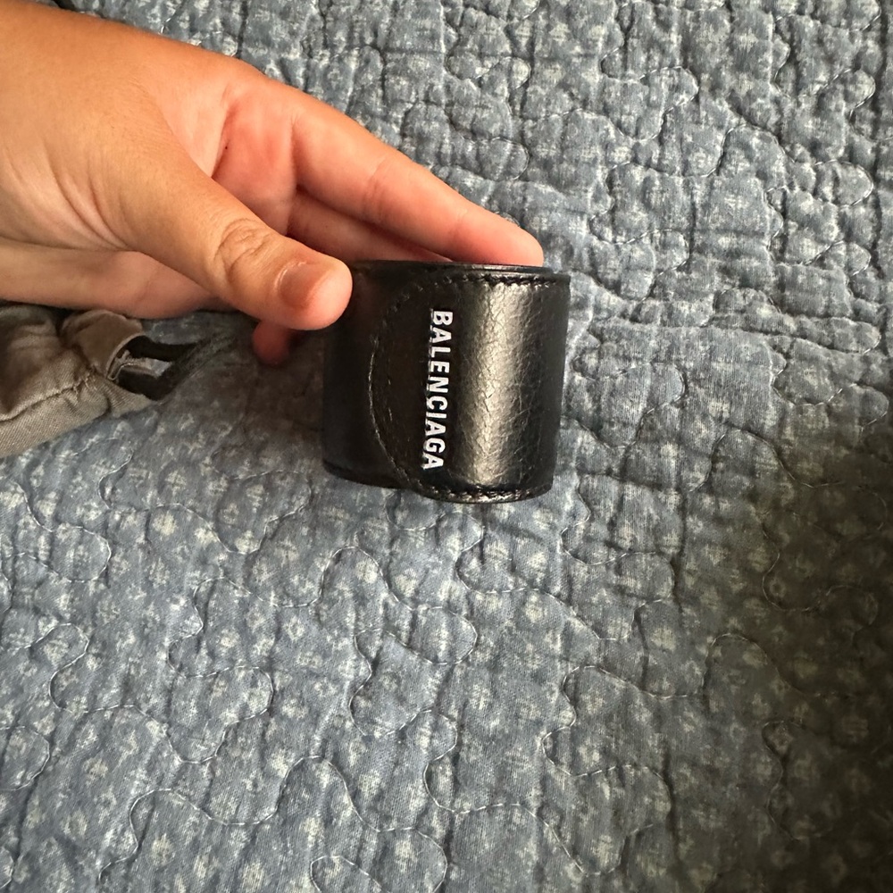Balenciaga Black Leather Key Holder